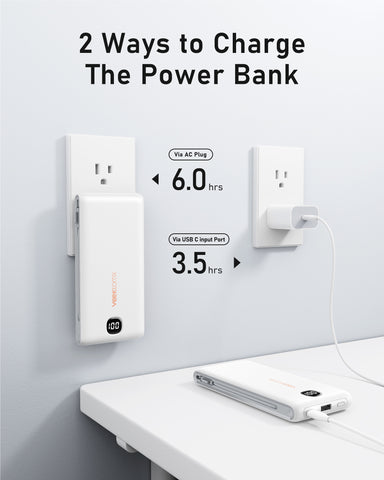 VEEKTOMX Portable Charger with Built in Cables 10000mAh, Power Bank for iPhone with Wall Plug, Travel Essential Fast Charging USB C Slim External Battery Pack for iPhone16/15/14, Samsung, iPad, etc