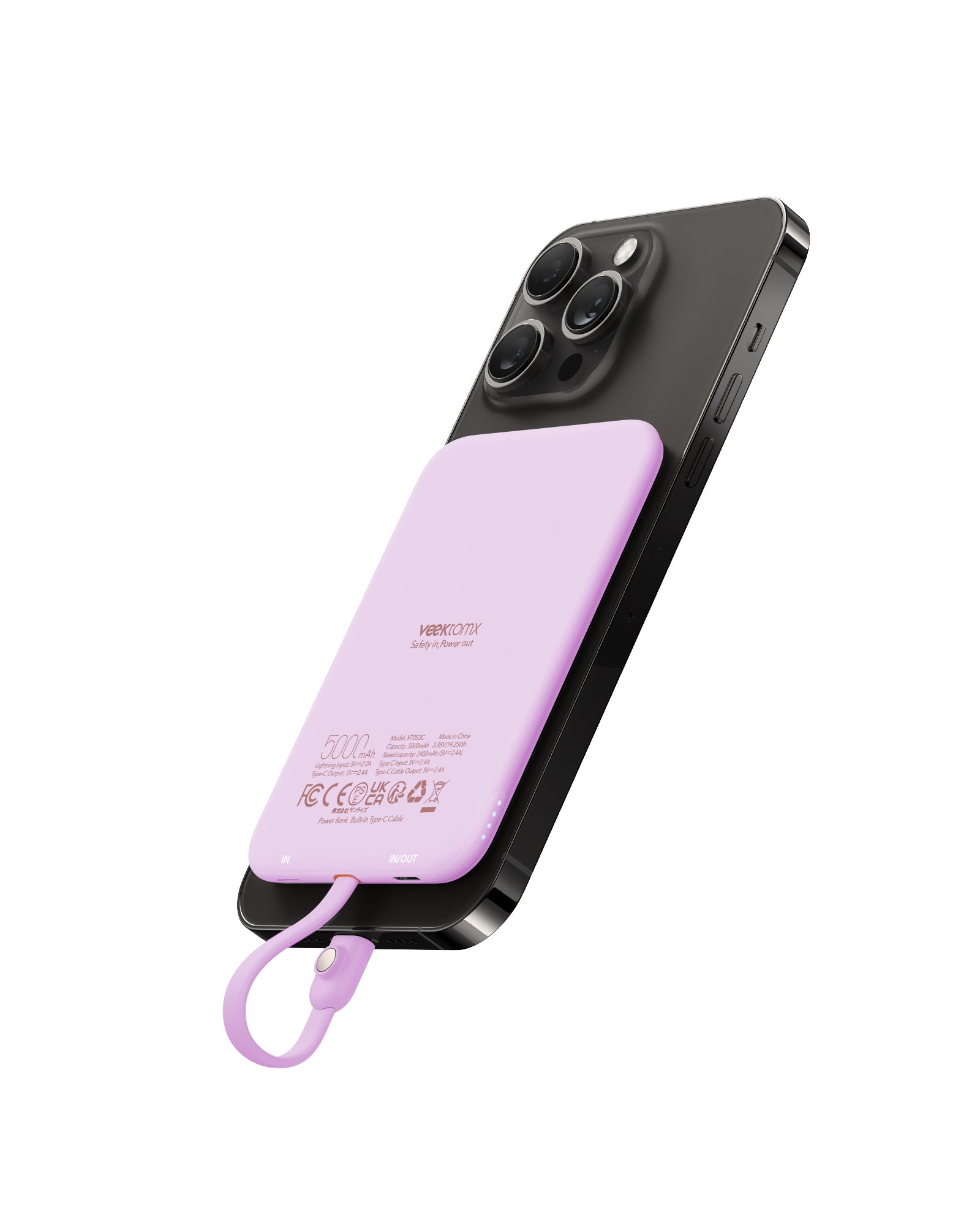 VEEKTOMX Slim Portable Charger, 5000mAh Lightweight Power Bank with Bu