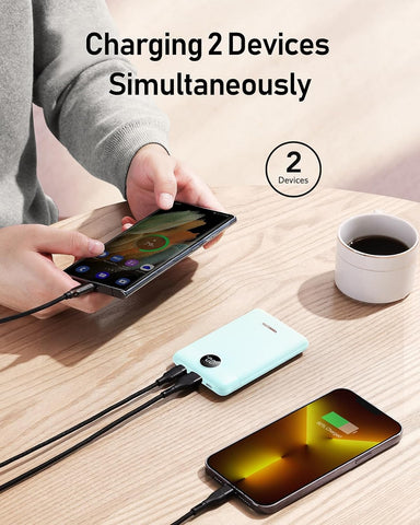 VEEKTOMX Mini Power Bank 10000mAh PD 22.5W USB-C Portable Charger PD 22.5W mini power bank 10000mAh with USB-C fast charging. Slim pocket-size portable charger for iPhone Samsung Android.