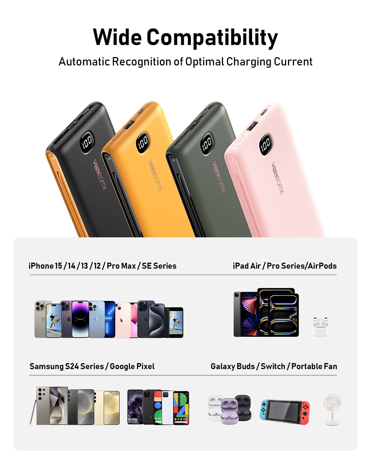 Portable Charger Power Bank Built in Cables and Wall Plug, 10000mAh iPhone Battery Pack Fast Charging, USB C External Slim Power Bank, Travel